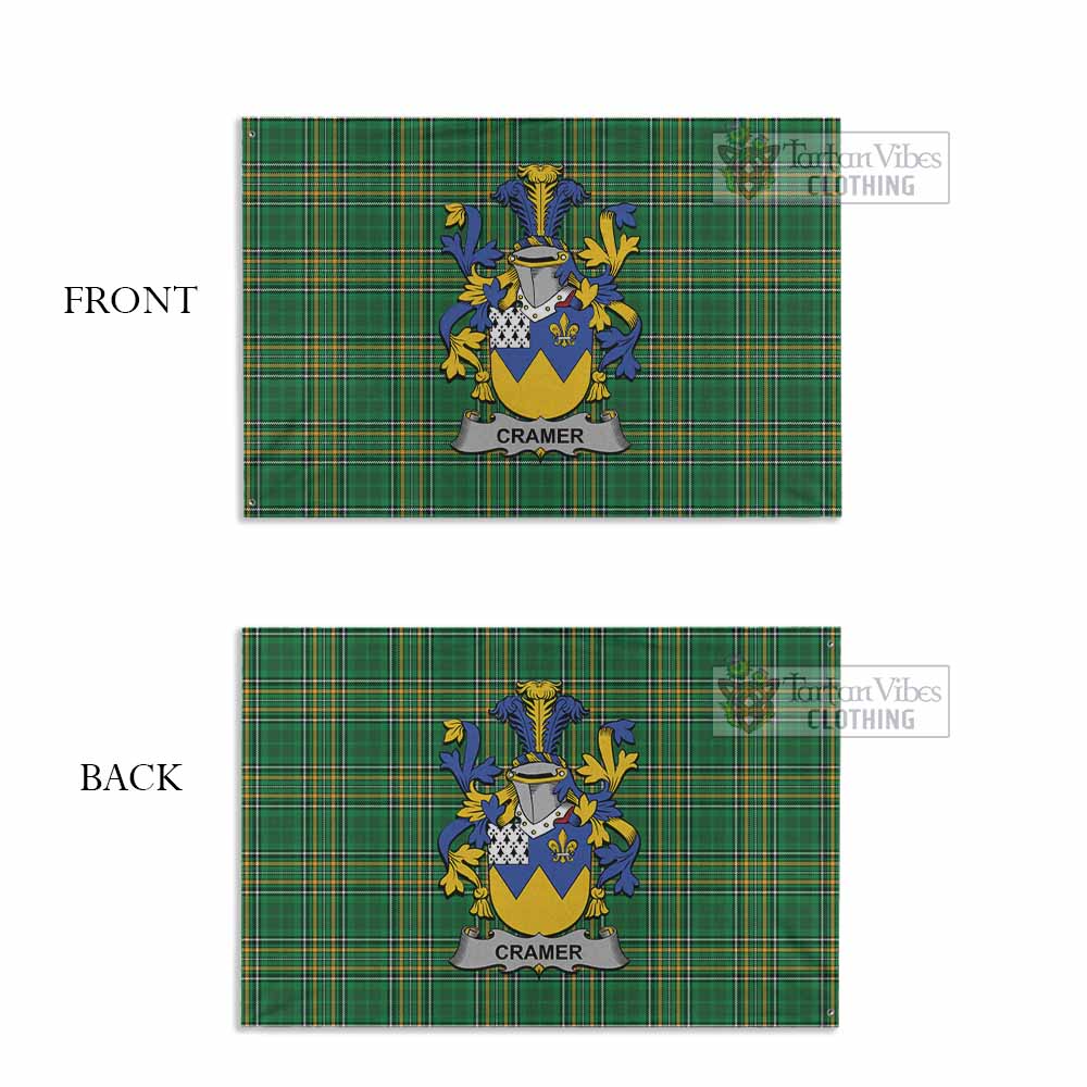 Tartan Vibes Clothing Cramer Irish Clan Tartan House Flag with Coat of Arms