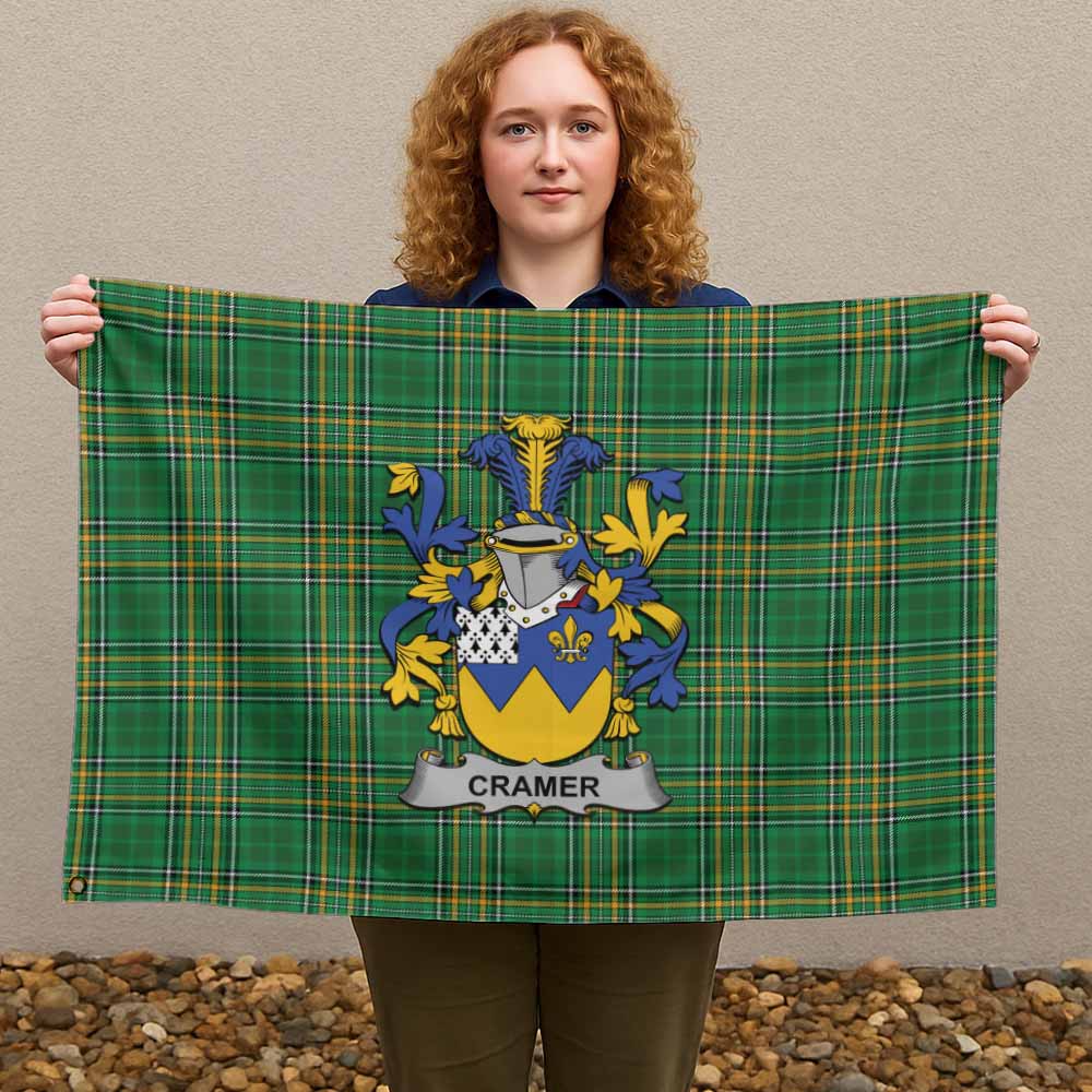 Tartan Vibes Clothing Cramer Irish Clan Tartan House Flag with Coat of Arms