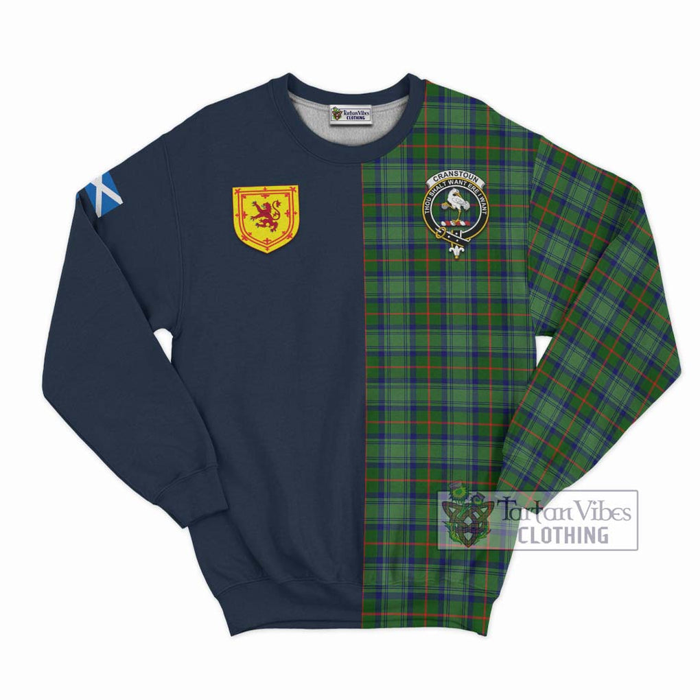 Cranstoun (Cranston) Tartan Sweatshirt Alba with Scottish Lion Royal Arm Half Style Unisex - Tartan Vibes Clothing