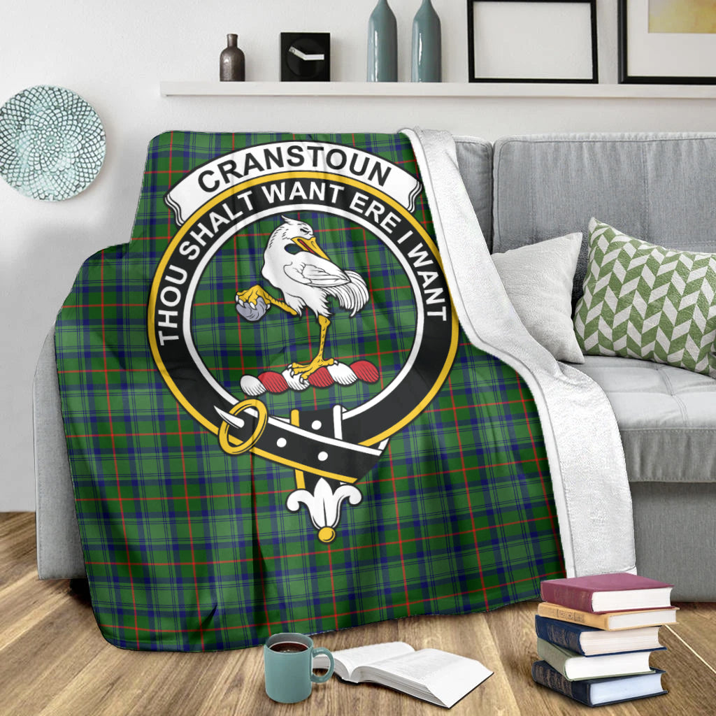 Cranstoun (Cranston) Tartan Blanket with Family Crest X-Large 59 x 79 inches 150 x 200 cm - Tartan Vibes Clothing