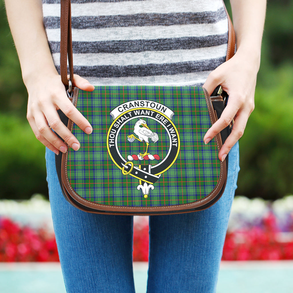 Cranstoun (Cranston) Tartan Saddle Bag with Family Crest One Size 9.05*3.35*7.48 inch - Tartan Vibes Clothing