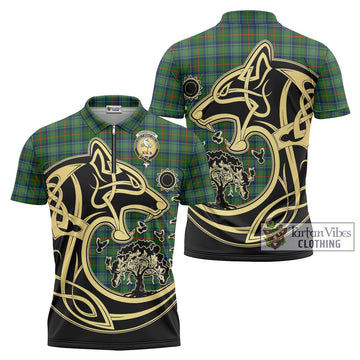 Cranstoun (Cranston) Tartan Zipper Polo Shirt with Family Crest Celtic Wolf Style Unisex - Tartan Vibes Clothing