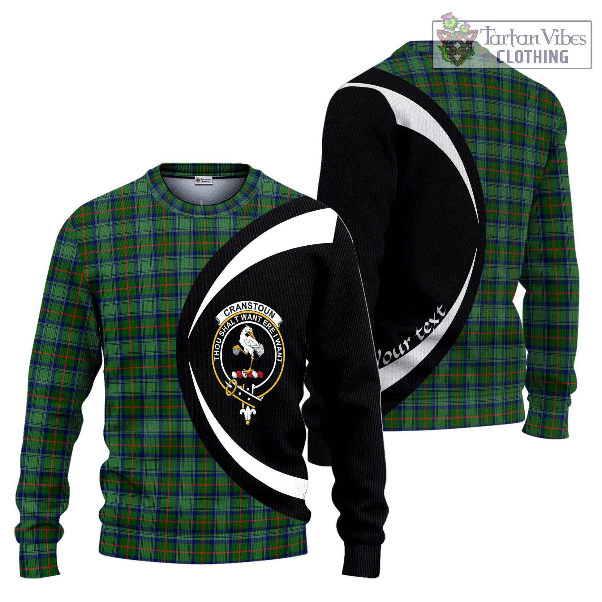 Cranstoun (Cranston) Tartan Ugly Sweater with Family Crest Circle Style Unisex - Tartan Vibes Clothing