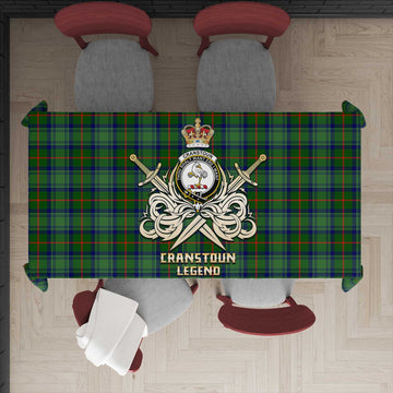 Cranstoun (Cranston) Tartan Tablecloth with Clan Crest and the Golden Sword of Courageous Legacy - Tartan Vibes Clothing