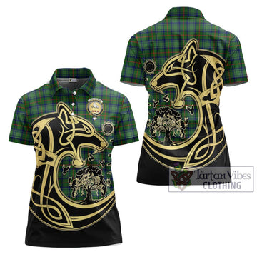 Cranstoun (Cranston) Tartan Women's Polo Shirt with Family Crest Celtic Wolf Style Women - Tartan Vibes Clothing