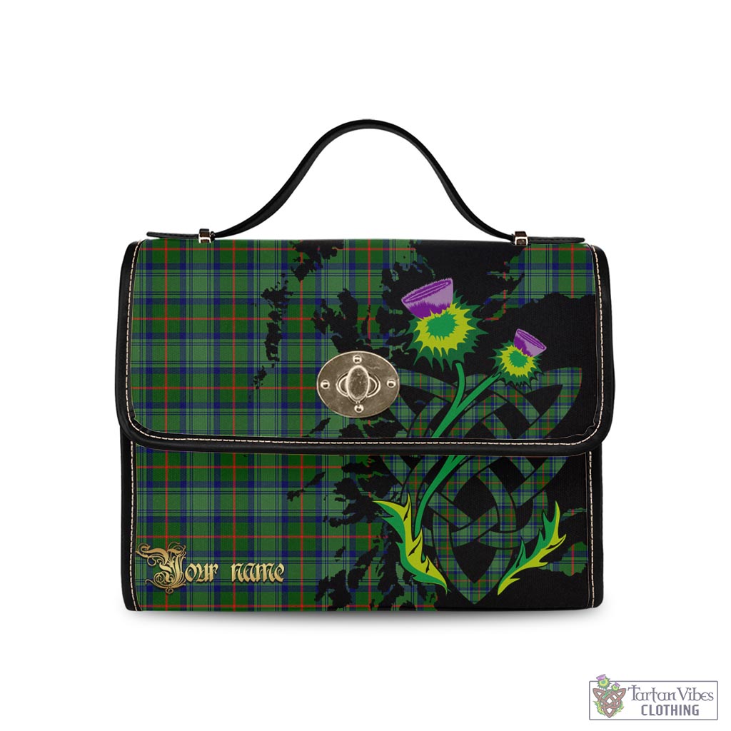 Tartan Vibes Clothing Cranstoun Tartan Waterproof Canvas Bag with Scotland Map and Thistle Celtic Accents