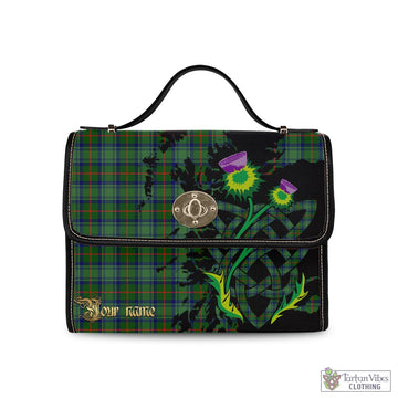 Tartan Vibes Clothing Cranstoun Tartan Waterproof Canvas Bag with Scotland Map and Thistle Celtic Accents