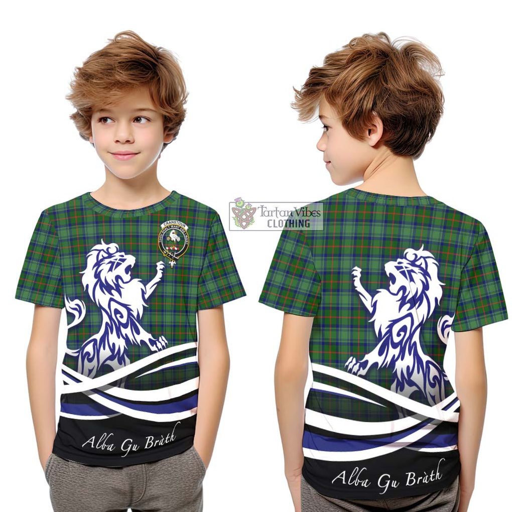 Cranstoun (Cranston) Tartan Kid T-Shirt with Alba Gu Brath Regal Lion Emblem Youth XL Size14 - Tartan Vibes Clothing