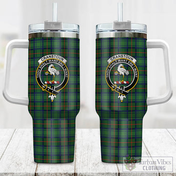 Cranstoun (Cranston) Tartan Tumbler with Handle with Family Crest One Size 40 OZ - Tartan Vibes Clothing