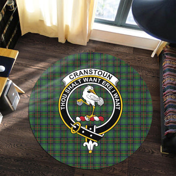 Cranstoun (Cranston) Tartan Round Rug with Family Crest Premium Round Rug - Tartan Vibes Clothing