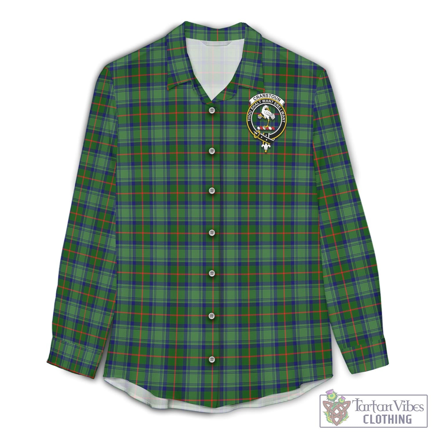 Cranstoun (Cranston) Tartan Women's Casual Shirt with Family Crest Female - Tartan Vibes Clothing