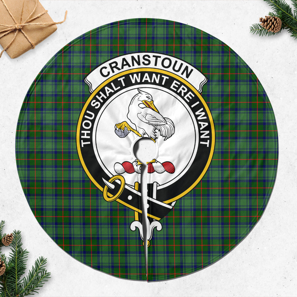 Cranstoun (Cranston) Tartan Christmas Tree Skirt with Family Crest 47*47 inch - Tartan Vibes Clothing
