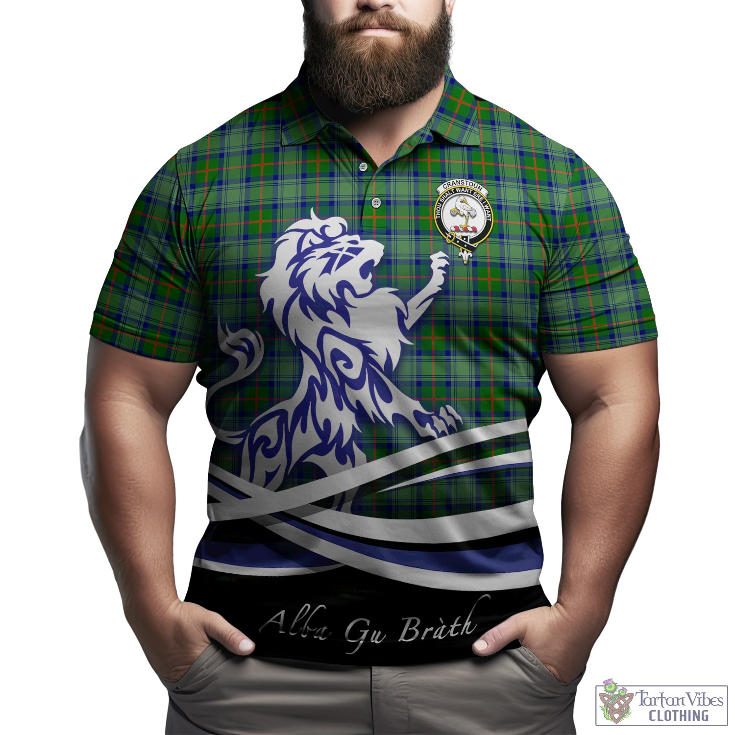 Cranstoun (Cranston) Tartan Polo Shirt with Alba Gu Brath Regal Lion Emblem Kid - Tartan Vibes Clothing