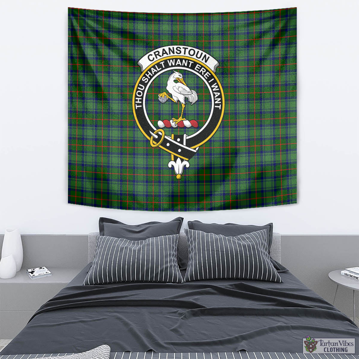 Cranstoun (Cranston) Tartan Tapestry Wall Hanging and Home Decor for Room with Family Crest - Tartan Vibes Clothing