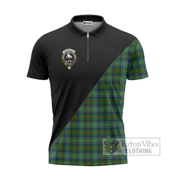 Cranstoun (Cranston) Tartan Zipper Polo Shirt with Family Crest and Military Logo Style - Tartan Vibes Clothing