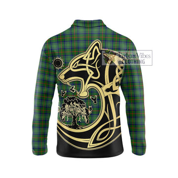 Cranstoun (Cranston) Tartan Long Sleeve Polo Shirt with Family Crest Celtic Wolf Style - Tartan Vibes Clothing