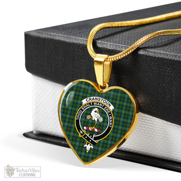 Cranstoun (Cranston) Tartan Heart Necklace with Family Crest - Tartan Vibes Clothing