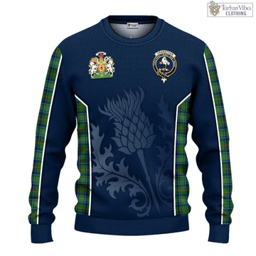 Cranstoun Tartan Knitted Sweatshirt with Family Crest and Scottish Thistle Vibes Sport Style