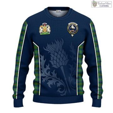 Cranstoun (Cranston) Tartan Knitted Sweatshirt with Family Crest and Scottish Thistle Vibes Sport Style - Tartan Vibes Clothing