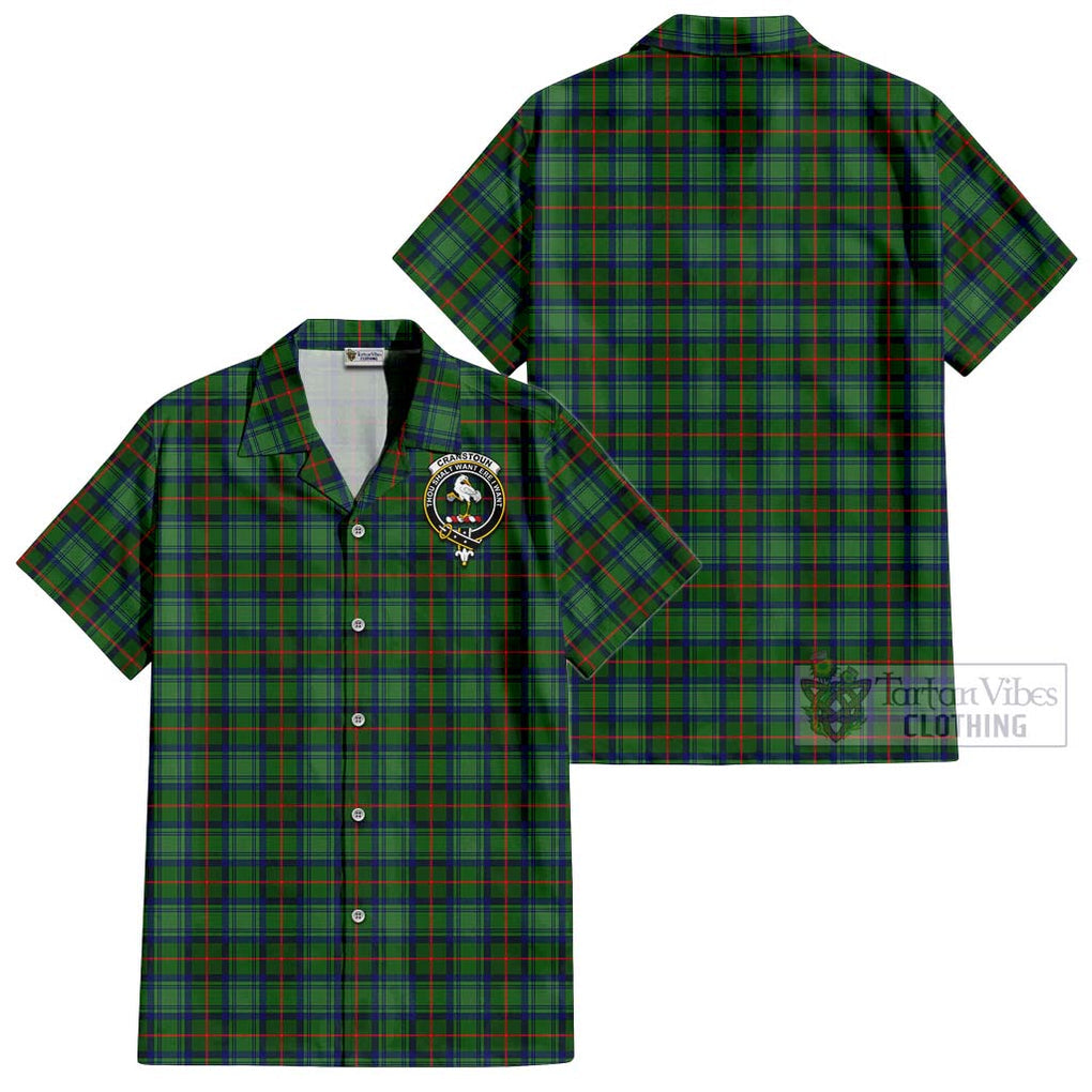 Cranstoun (Cranston) Tartan Cotton Hawaiian Shirt with Family Crest - Tartan Vibes Clothing