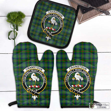 Cranstoun (Cranston) Tartan Combo Oven Mitt & Pot-Holder with Family Crest - Tartan Vibes Clothing