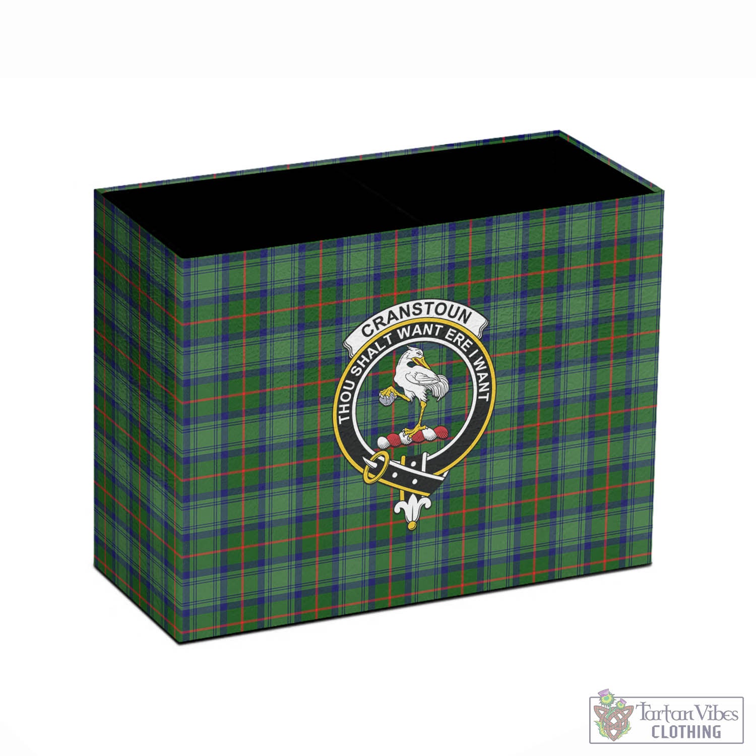 Cranstoun (Cranston) Tartan Pen Holder with Family Crest - Tartan Vibes Clothing