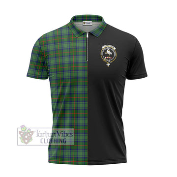 Cranstoun (Cranston) Tartan Zipper Polo Shirt with Family Crest and Half Of Me Style - Tartan Vibes Clothing