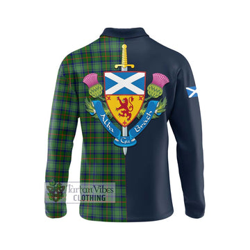 Cranstoun (Cranston) Tartan Long Sleeve Polo Shirt Alba with Scottish Lion Royal Arm Half Style - Tartan Vibes Clothing