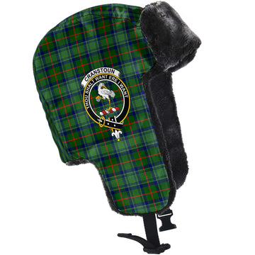 Cranstoun (Cranston) Tartan Winter Trapper Hat with Family Crest - Tartan Vibes Clothing