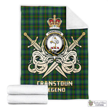 Cranstoun (Cranston) Tartan Blanket with Clan Crest and the Golden Sword of Courageous Legacy - Tartan Vibes Clothing