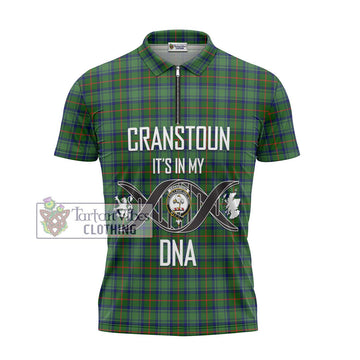 Cranstoun (Cranston) Tartan Zipper Polo Shirt with Family Crest DNA In Me Style - Tartan Vibes Clothing