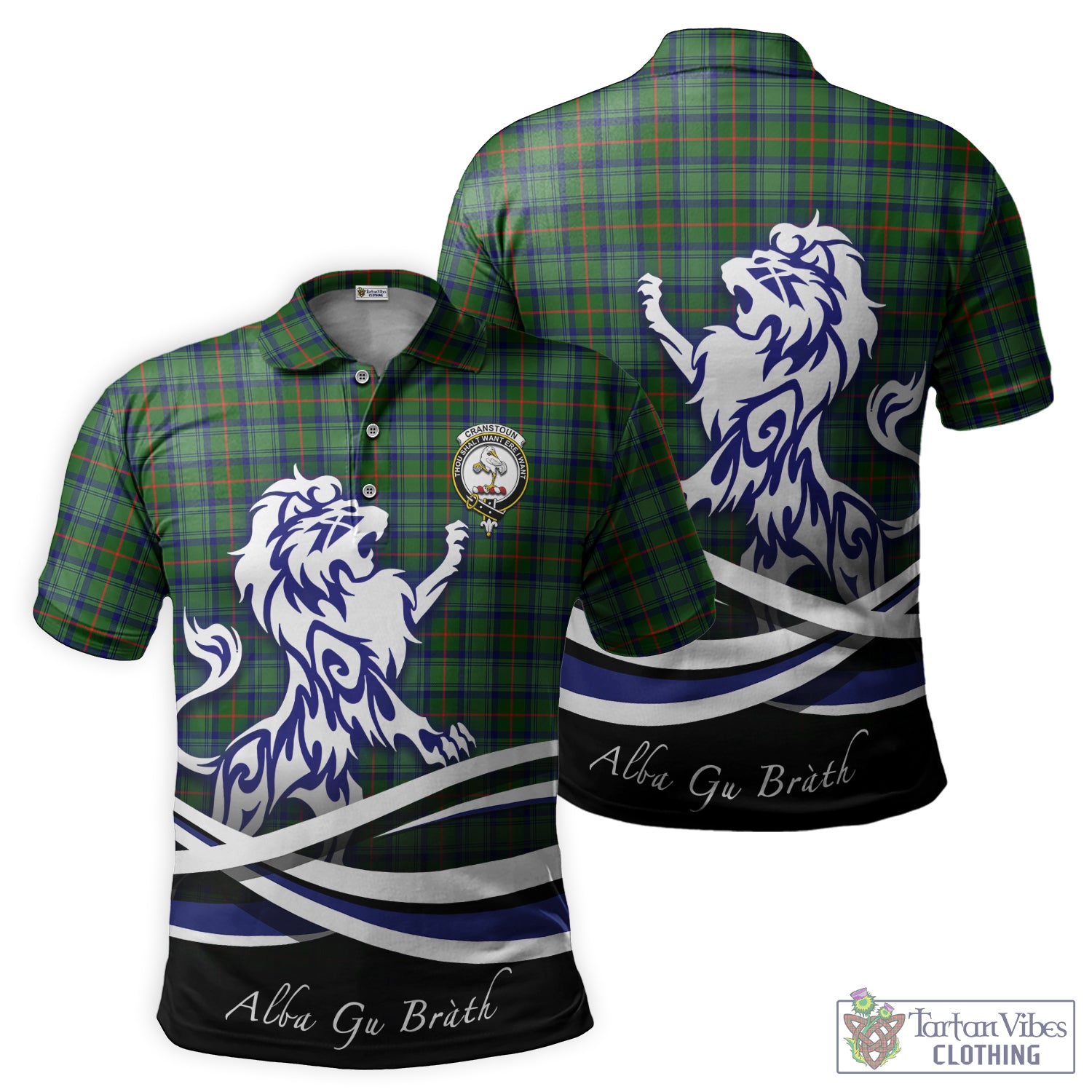 Cranstoun (Cranston) Tartan Polo Shirt with Alba Gu Brath Regal Lion Emblem - Tartan Vibes Clothing