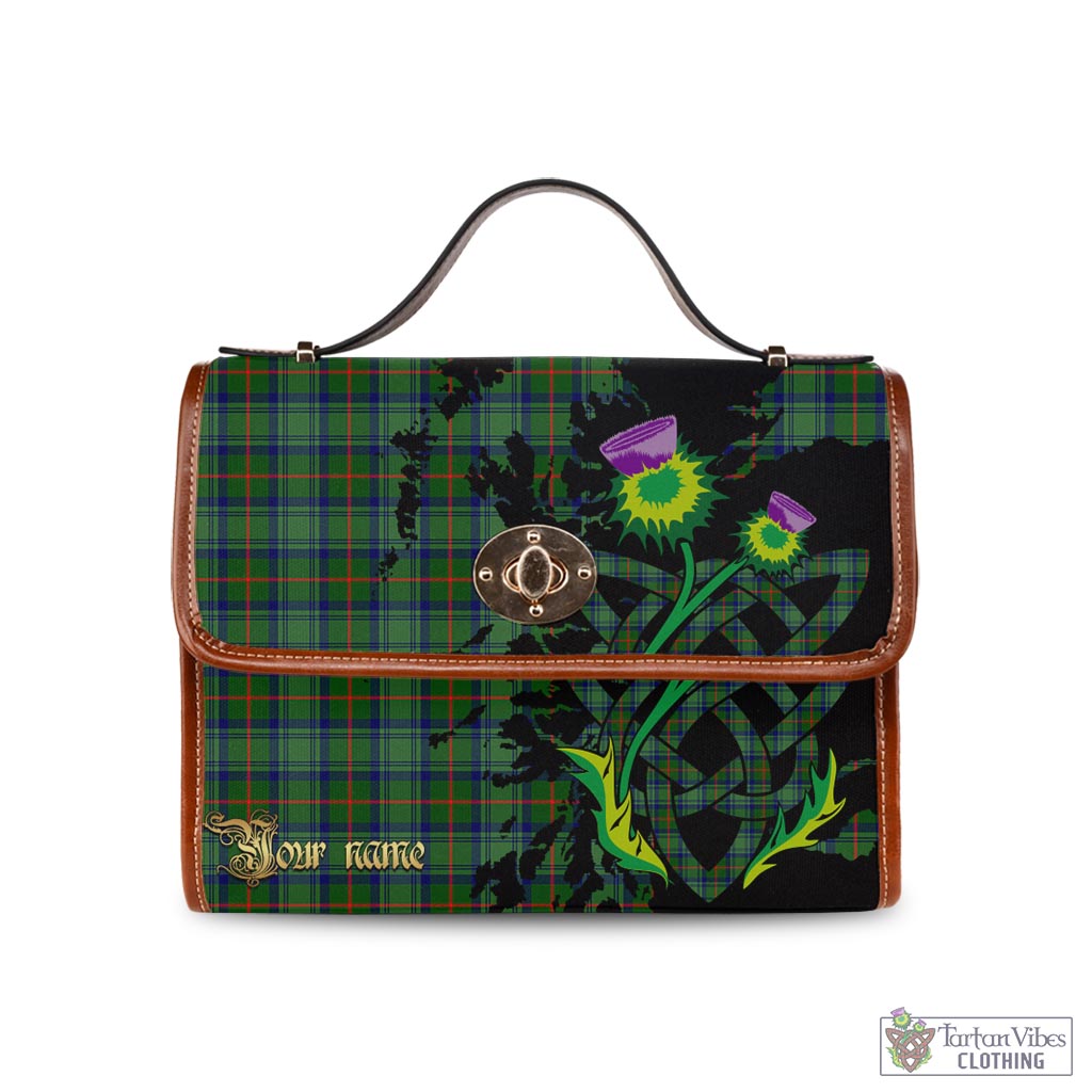 Tartan Vibes Clothing Cranstoun Tartan Waterproof Canvas Bag with Scotland Map and Thistle Celtic Accents