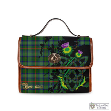 Cranstoun Tartan Waterproof Canvas Bag with Scotland Map and Thistle Celtic Accents