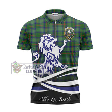 Cranstoun (Cranston) Tartan Zipper Polo Shirt with Alba Gu Brath Regal Lion Emblem - Tartan Vibes Clothing