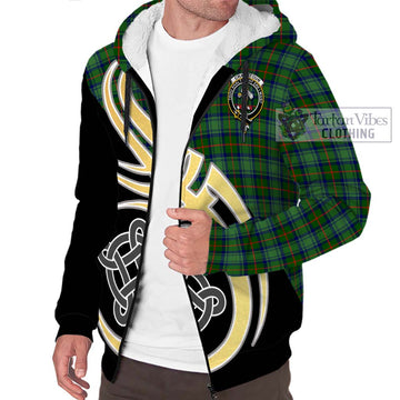 Cranstoun (Cranston) Tartan Sherpa Hoodie with Family Crest and Celtic Symbol Style - Tartan Vibes Clothing