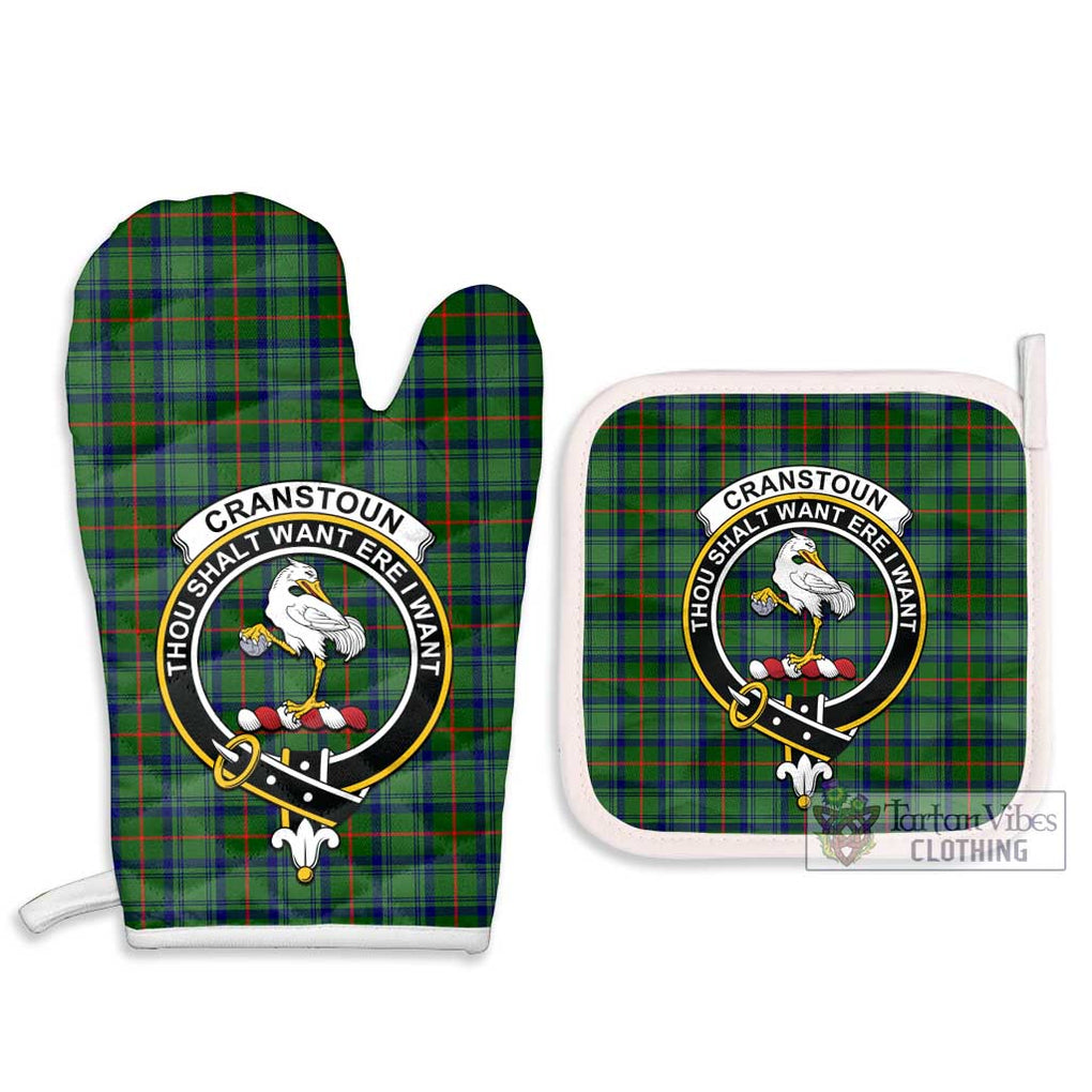 Cranstoun (Cranston) Tartan Combo Oven Mitt & Pot-Holder with Family Crest - Tartan Vibes Clothing
