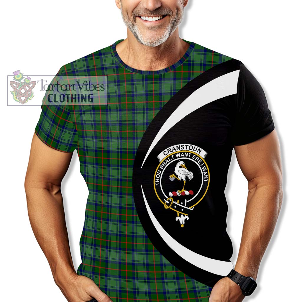 Cranstoun (Cranston) Tartan T-Shirt with Family Crest Circle Style - Tartan Vibes Clothing