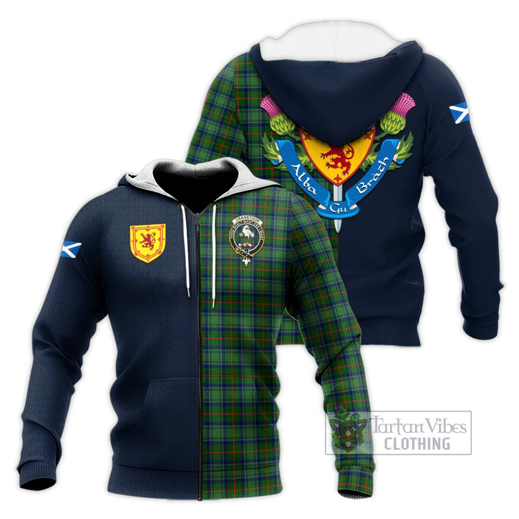 Cranstoun (Cranston) Tartan Knitted Hoodie Alba with Scottish Lion Royal Arm Half Style Unisex Knitted Zip Hoodie - Tartan Vibes Clothing