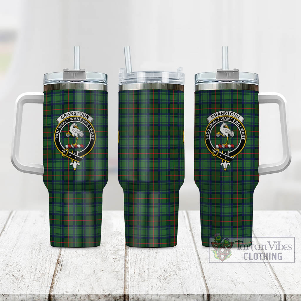 Cranstoun (Cranston) Tartan Tumbler with Handle with Family Crest - Tartan Vibes Clothing