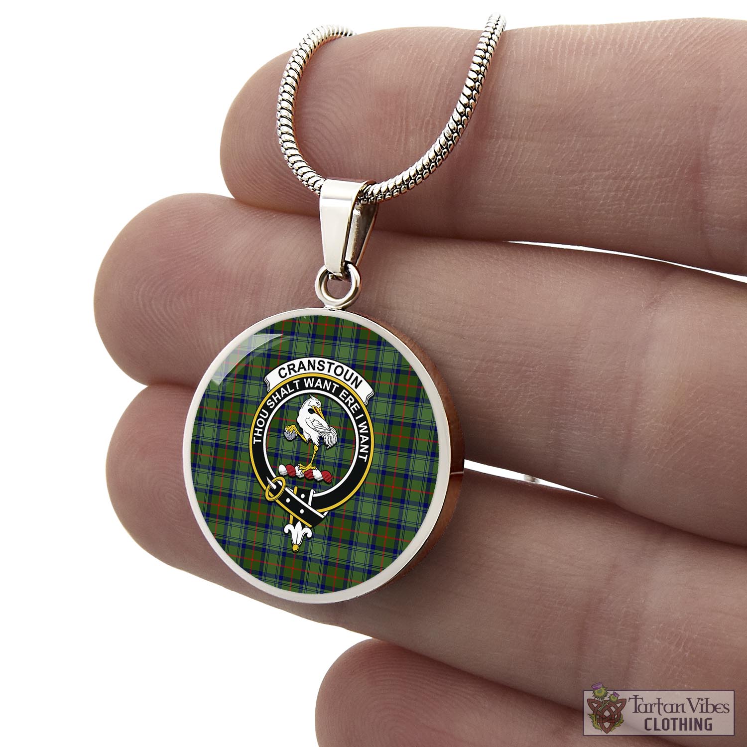Cranstoun (Cranston) Tartan Circle Necklace with Family Crest - Tartan Vibes Clothing