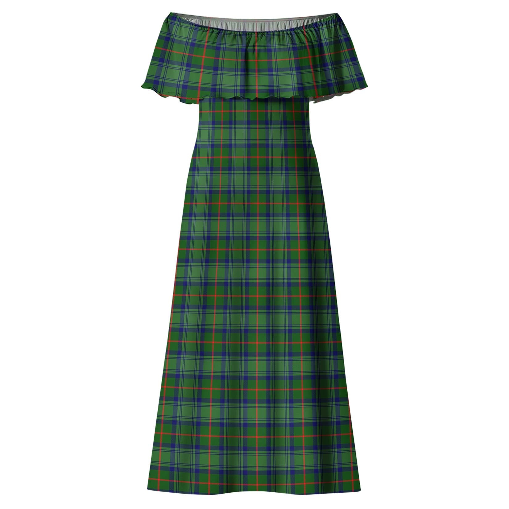 Cranstoun (Cranston) Tartan Off Shoulder Long Dress - Tartan Vibes Clothing