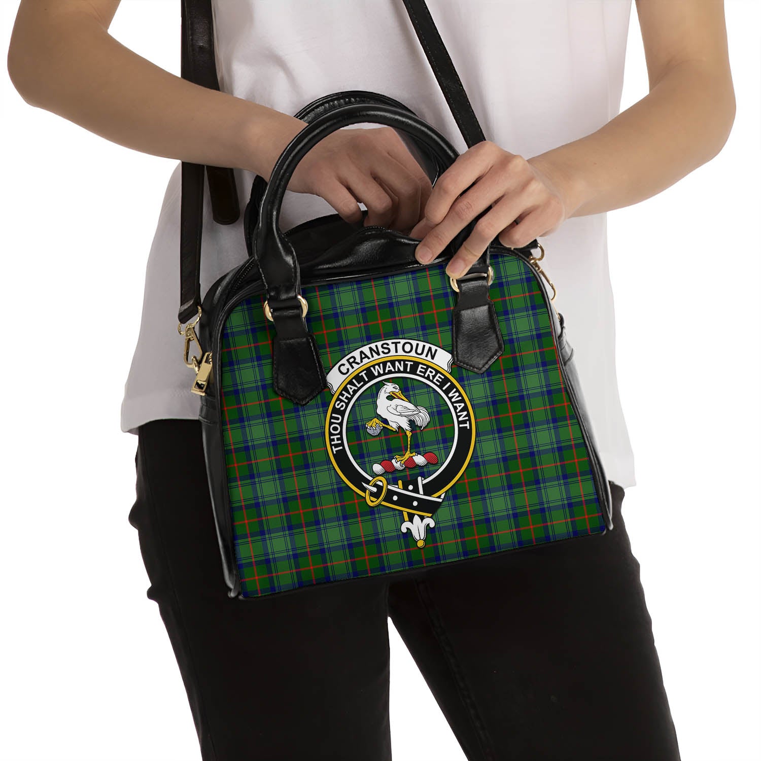 Cranstoun (Cranston) Tartan Shoulder Handbags with Family Crest - Tartan Vibes Clothing