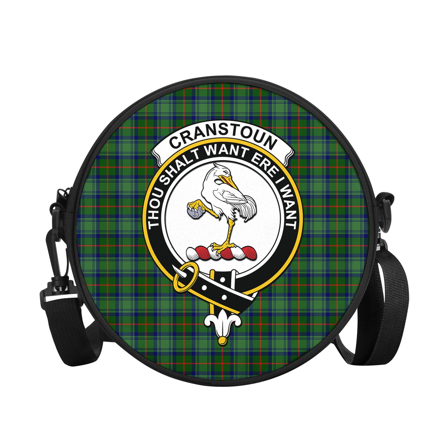 Cranstoun (Cranston) Tartan Round Satchel Bags with Family Crest - Tartan Vibes Clothing