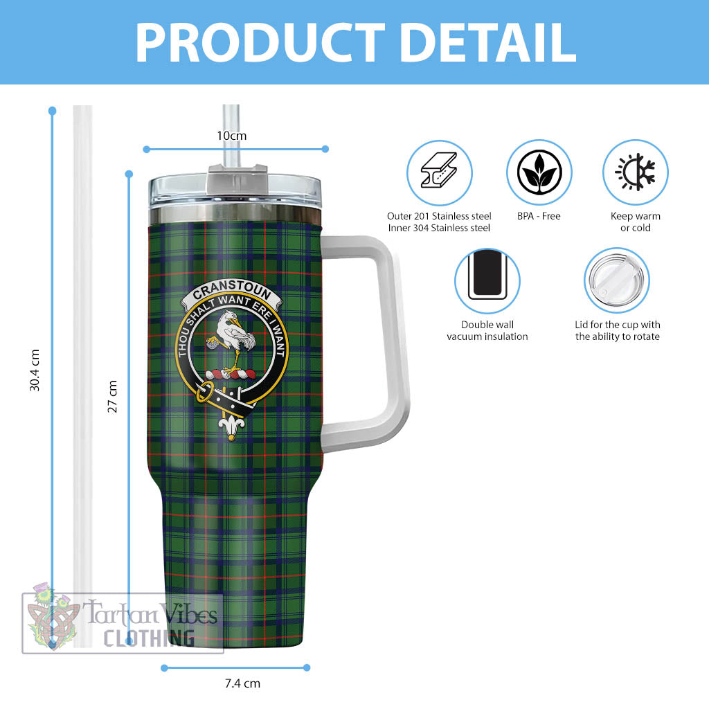 Cranstoun (Cranston) Tartan Tumbler with Handle with Family Crest - Tartan Vibes Clothing