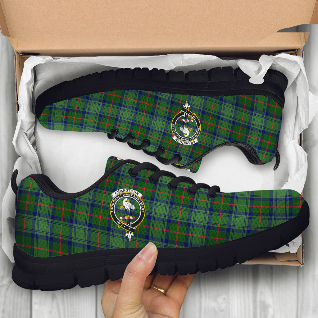 Cranstoun (Cranston) Tartan Sneakers with Family Crest - Tartan Vibes Clothing