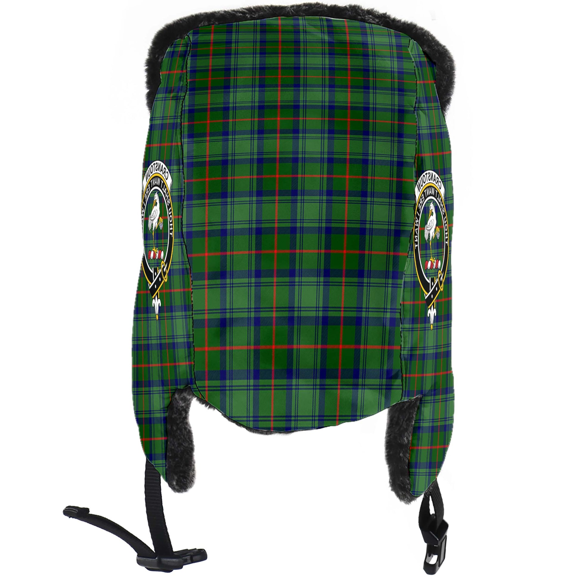 Cranstoun (Cranston) Tartan Winter Trapper Hat with Family Crest - Tartan Vibes Clothing