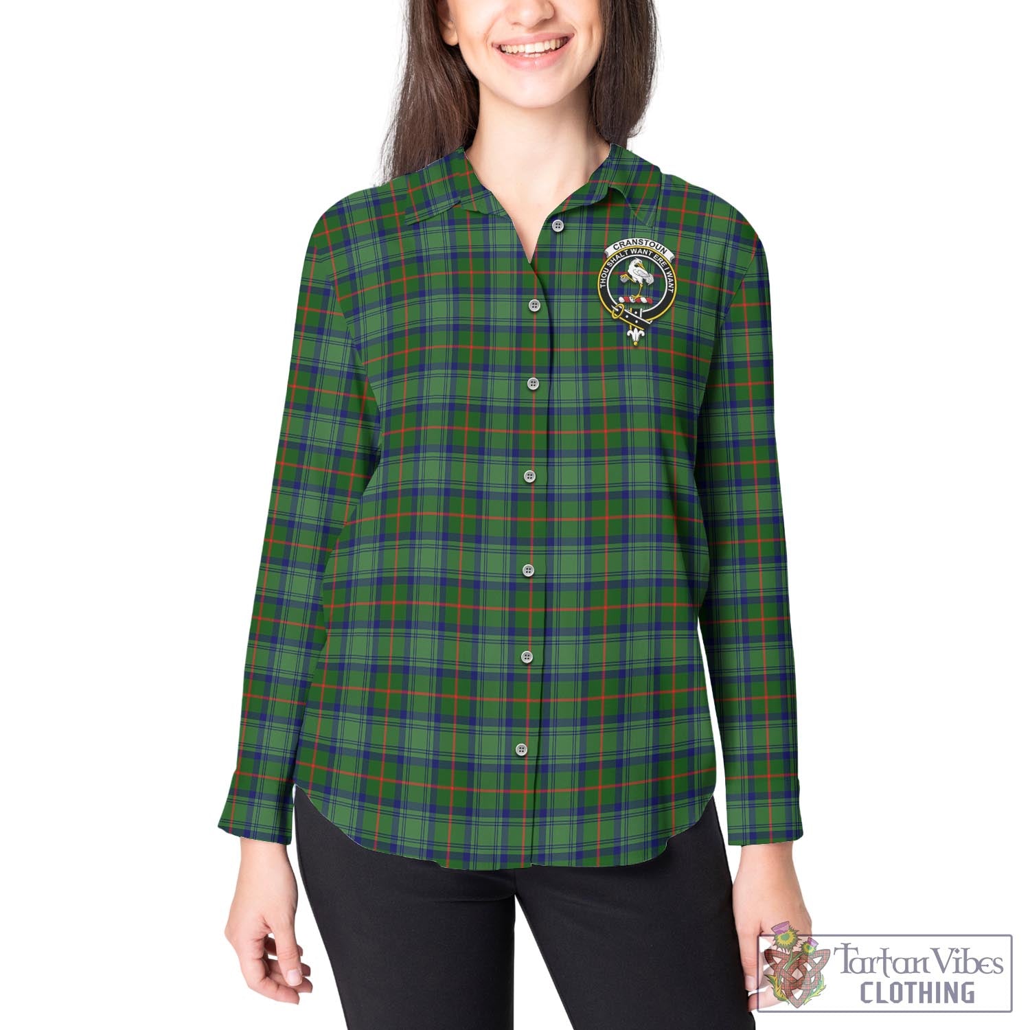 Cranstoun (Cranston) Tartan Women's Casual Shirt with Family Crest - Tartan Vibes Clothing