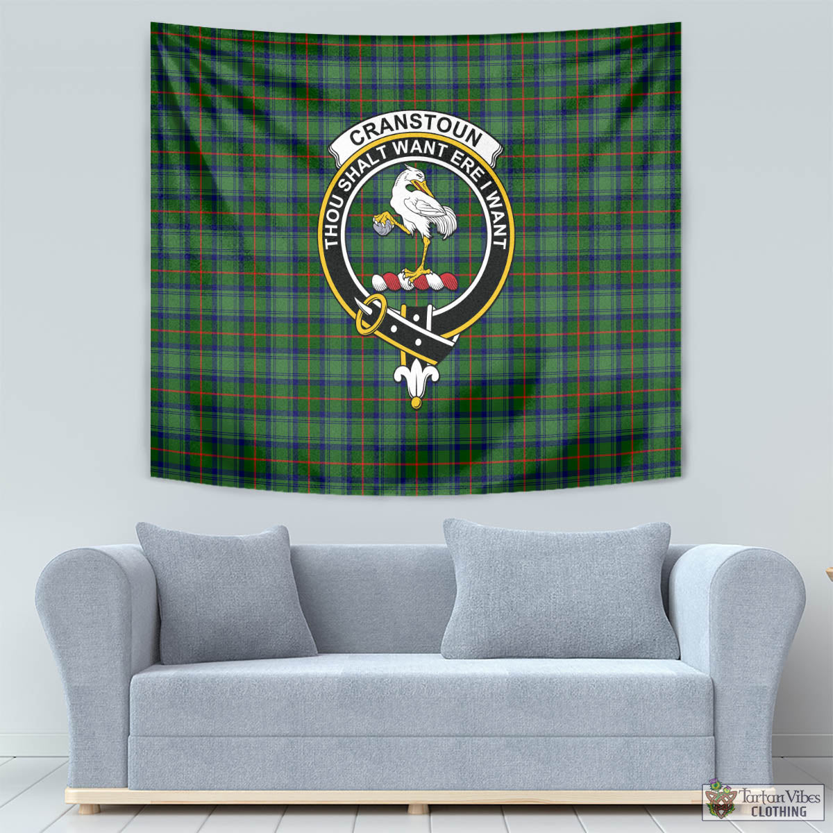 Cranstoun (Cranston) Tartan Tapestry Wall Hanging and Home Decor for Room with Family Crest - Tartan Vibes Clothing