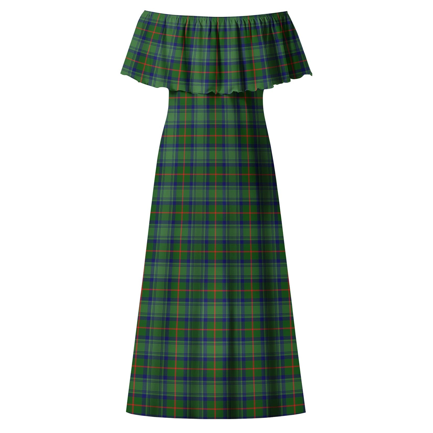 Cranstoun (Cranston) Tartan Off Shoulder Long Dress - Tartan Vibes Clothing